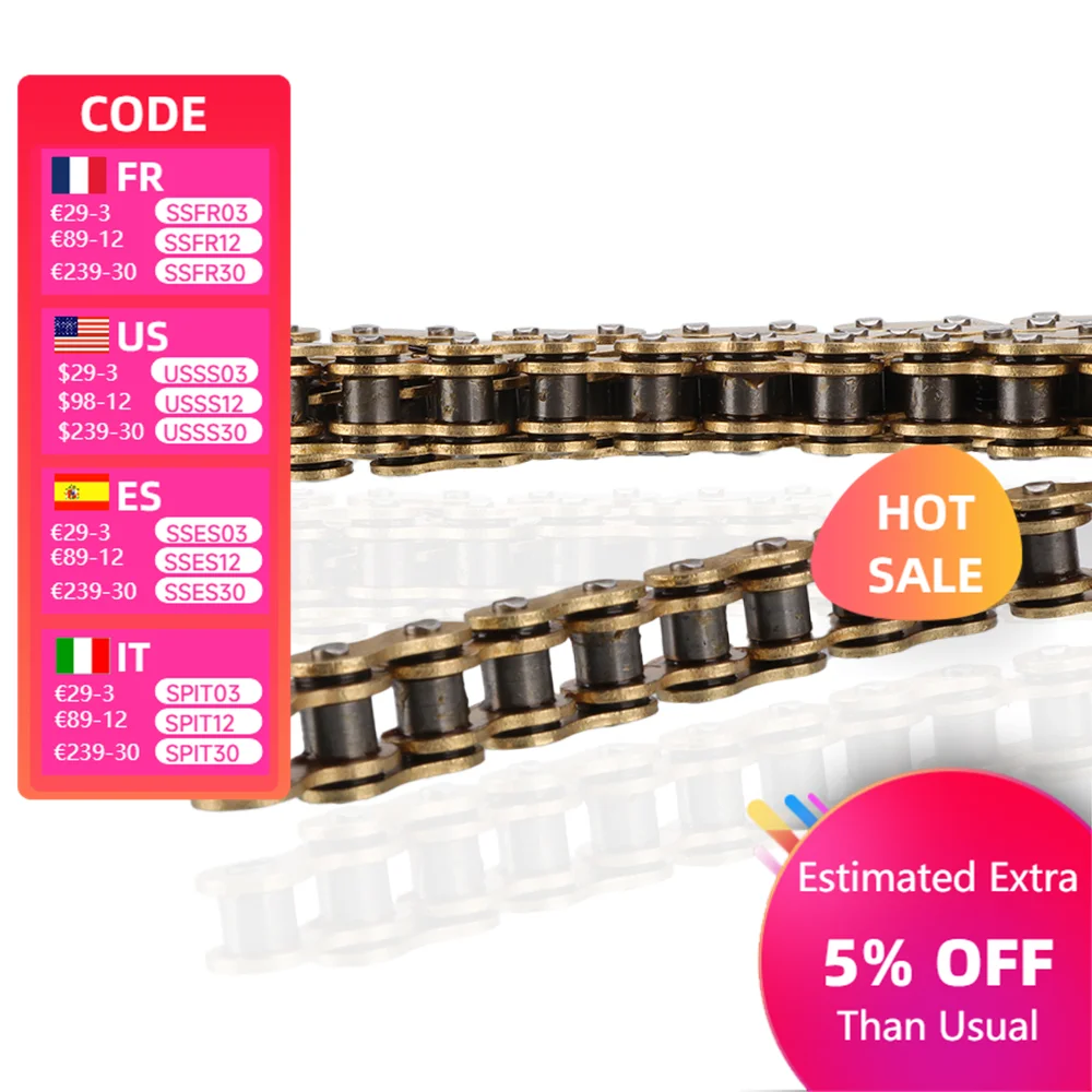 420 #   Cadena de sello de aceite de junta tórica para motocicleta, pieza de repuesto para 110cc, 125cc, 140cc, 150cc, ATV, Quad, Buggy, Dirt Pit Bike, Motocross, Enduro