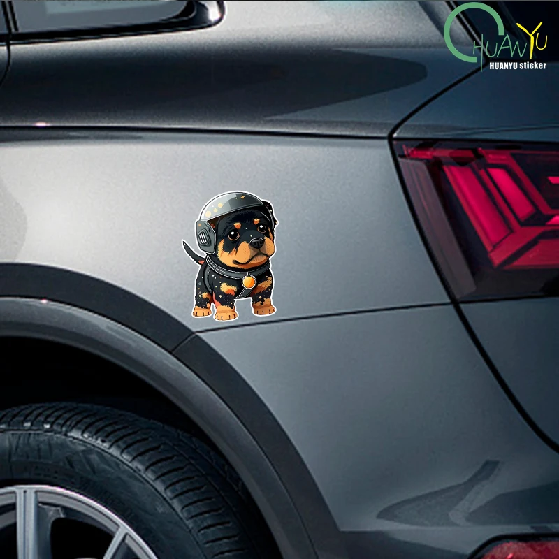 Rottweiler Wearing Helmet Creative Vinyl Waterproof Sticker Decal For Car, Laptop, Wall Window, Bumper