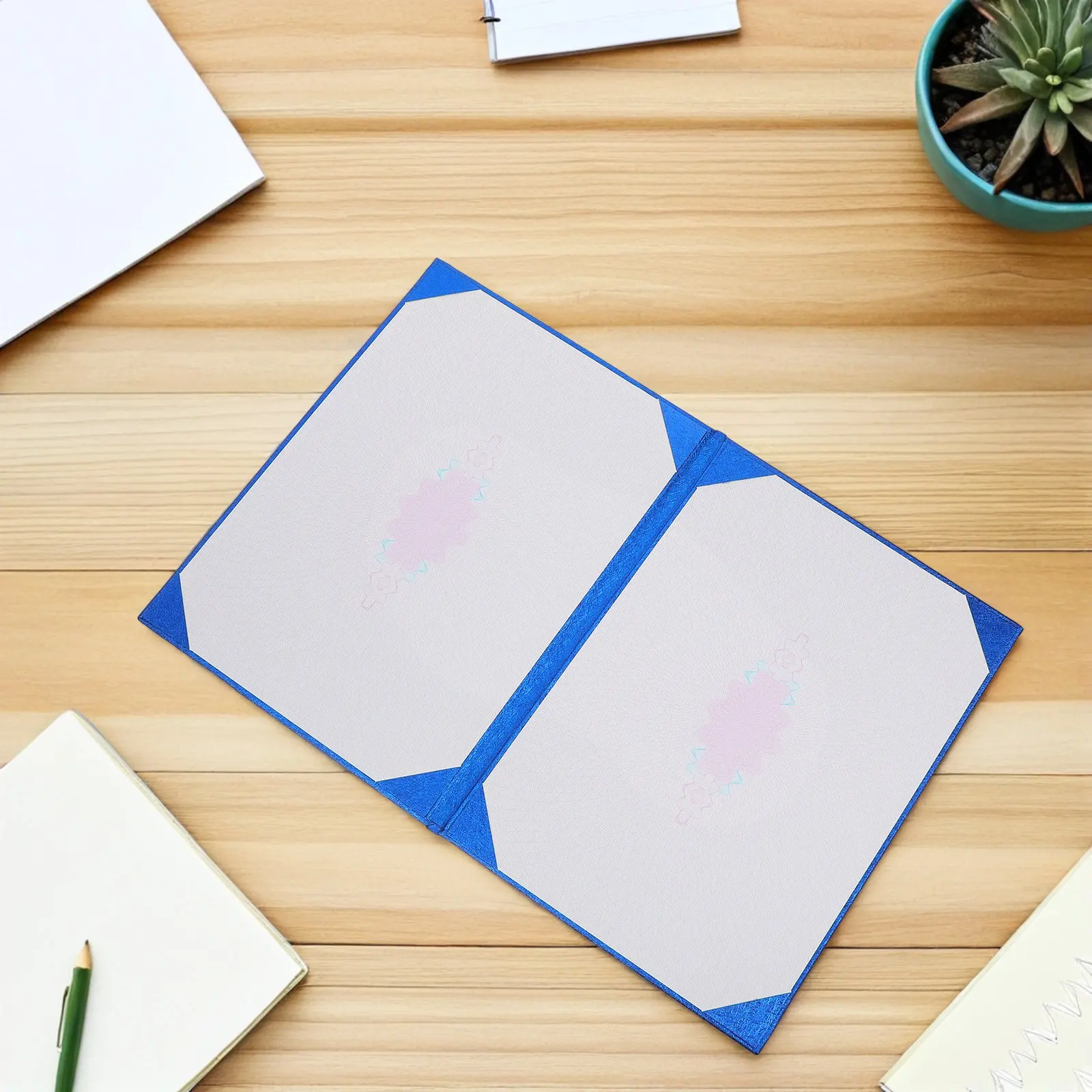 A4 Blue Certificate Folder Diploma Cover for Graduation Award Birth Certificates Protection Presentation Storage School Office