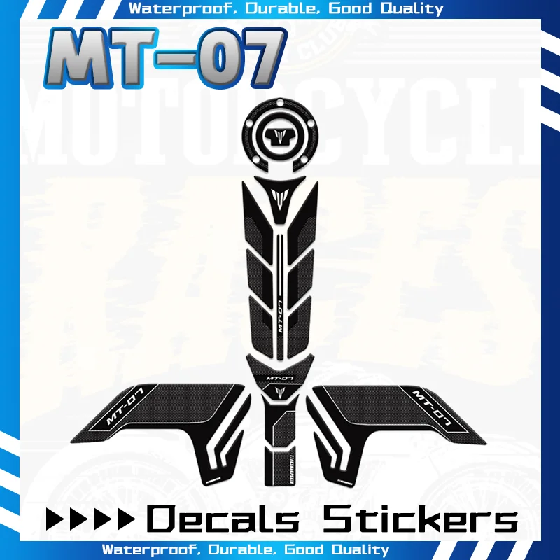 

3D Decoraction Pads Stickers For YAMAHA MT-07 MT07 Fishbone Anti-Scratch Fuel Tank Protective Decals Motorcyle Accessories mt07