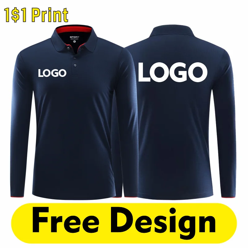 

Sports Long Sleeve Polo Custom Logo 100% Polyester Quick-drying Polo Shirt Printing Team Design Elastic Top Embroidery