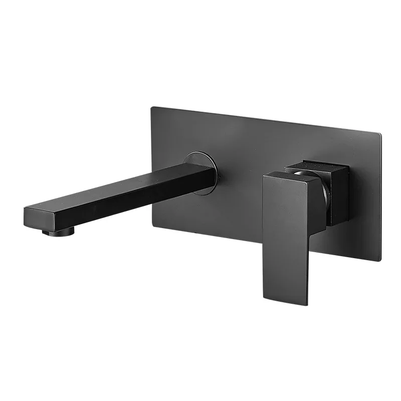 Bathroom concealed wall mounted faucet, all copper face basin gun, gray embedded cold and hot water outlet wall drainage faucet