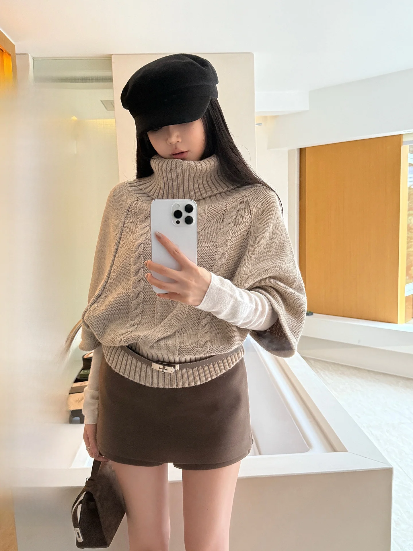 

Теплый шерстяной вязаный свитер, женский осенне-зимний длинный свитер с высоким воротником, термостойкое пальто свободного покроя для поездок на работу