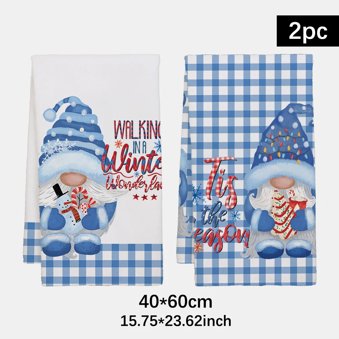40x60cm Christmas Pliad Tea Towel Kitchen Dishcloth Grid Christmas Dwarf Pattern Water Cleaning Cloth Gift Merry Christmas Decor