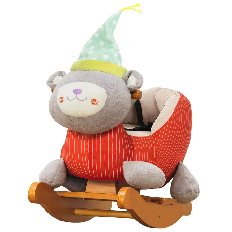Drewniana zabawka dla dzieci z własnym logo, różne pluszaki, huśtawka, drewniane koń na biegunach, krzesło-konik na biegunach