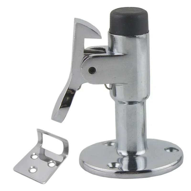 Sturdy 7cm Metal Door Stop with Hook Rubber Wall Door Protector for Home