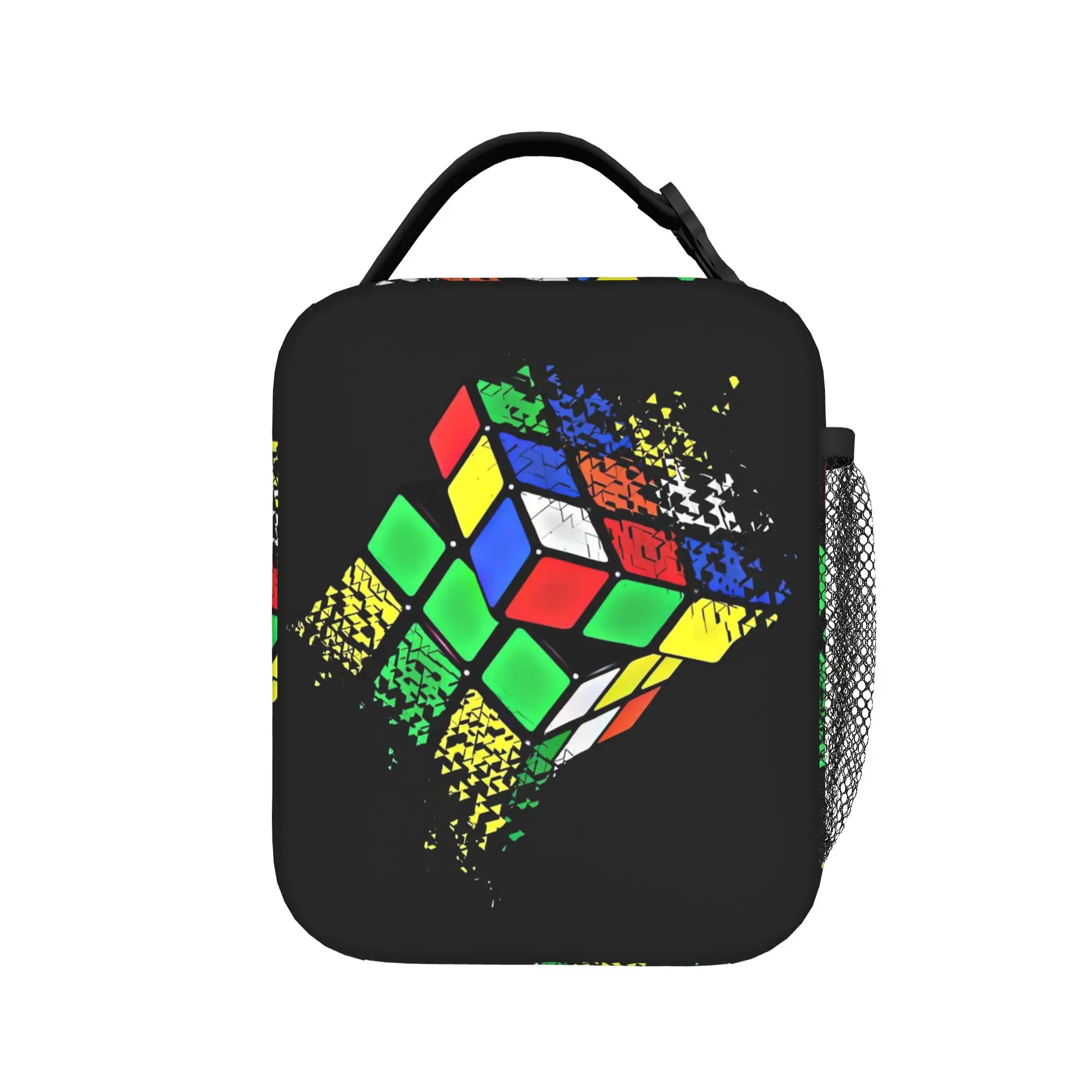 Math Rubik Rubix Rubics Player Cube Math Lunch Bag  School Lunch Box For Unisex Tote Food Bags Oxford Portable Zipper Cooler Bag
