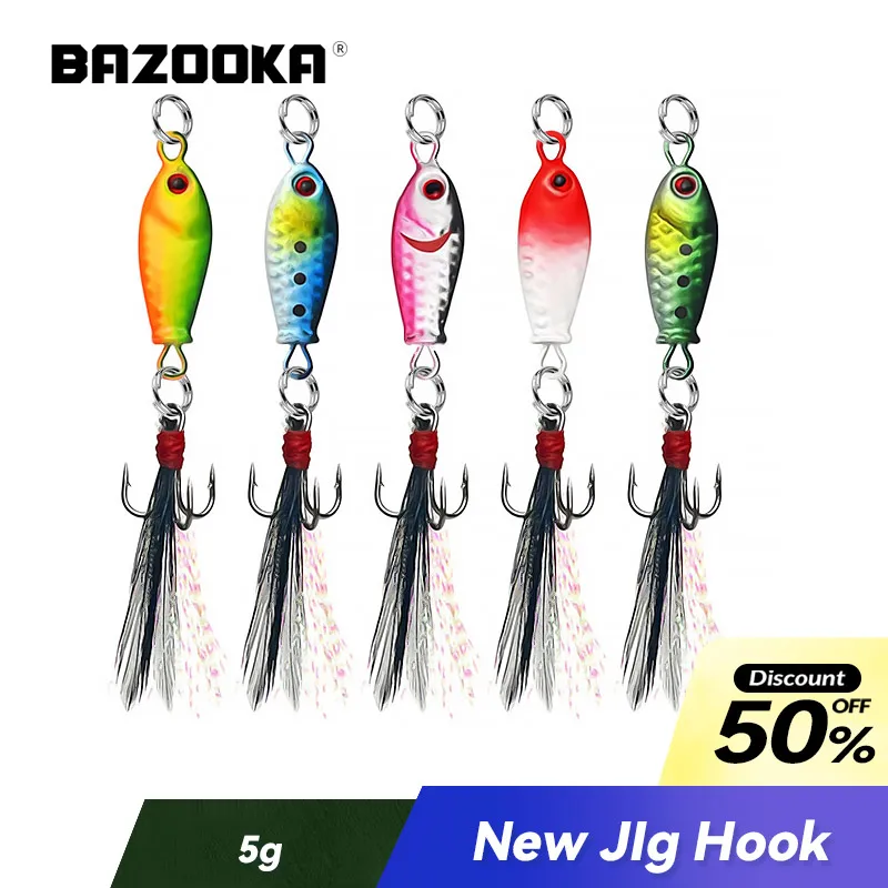 5g Bazooka Mini Small Lead Plate Iron Three Hooks Bionic Fake Bait Micro Material  Bionic Metal Jig  Freshwater Fishing Lure