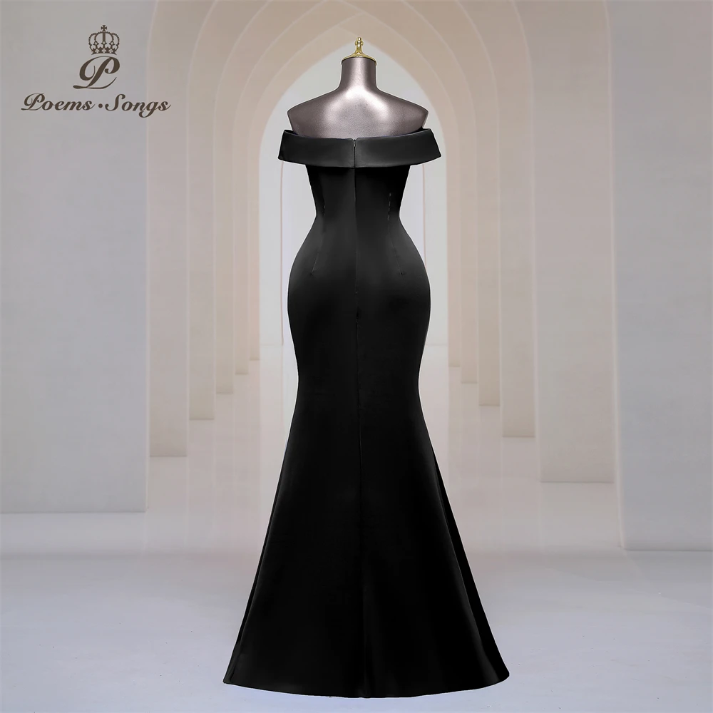 Elegant black boat neck party dresses for women evening dresses side slits prom dress mermaid formal dresses gala special events