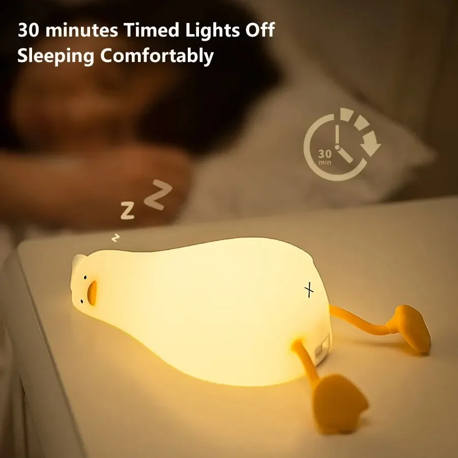 Cute Duck Led Night Light USB Rechargeable Silicone Bedside Lamp Cartoon Night Lights Gifts Bedroom Decor Nursery Nightlights