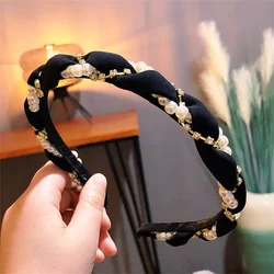 Weave Crystal Beads Headbands For Women Girls Elastic Hairbands For Women Girls Shiny Luxury Head Band Hoops Headwear Gifts