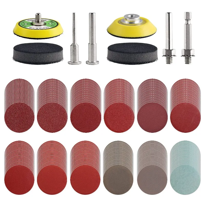 

240pcs 2inch Sanding Discs Pad Variety Kit for Drill Grinder Rotary Tools Attachment with 2Pcs 1/8"&1/4" Shank Backer Plate