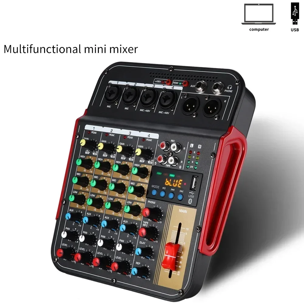 

Top! MX-i6 6-Channel Audio Mixer Outdoor Conference Audio USB Bluetooth Reverb Audio processor Sing Live with Sound Card Sound