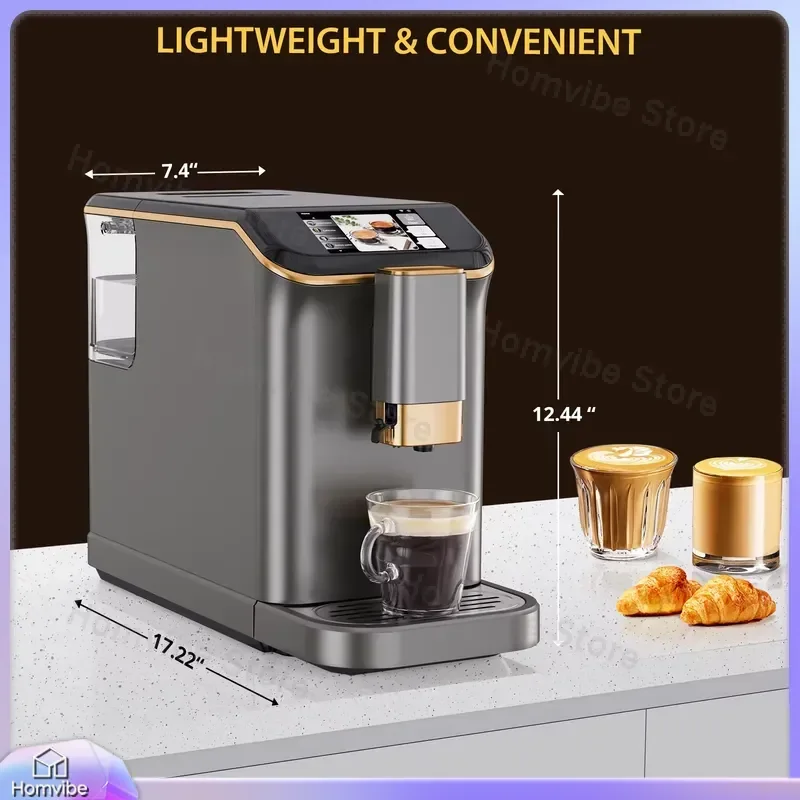 Fully Automatic Espresso  20 Bar Coffee Maker with Built-in Grinder and Automatic Milk Frother 6 Preset Coffee Drinks