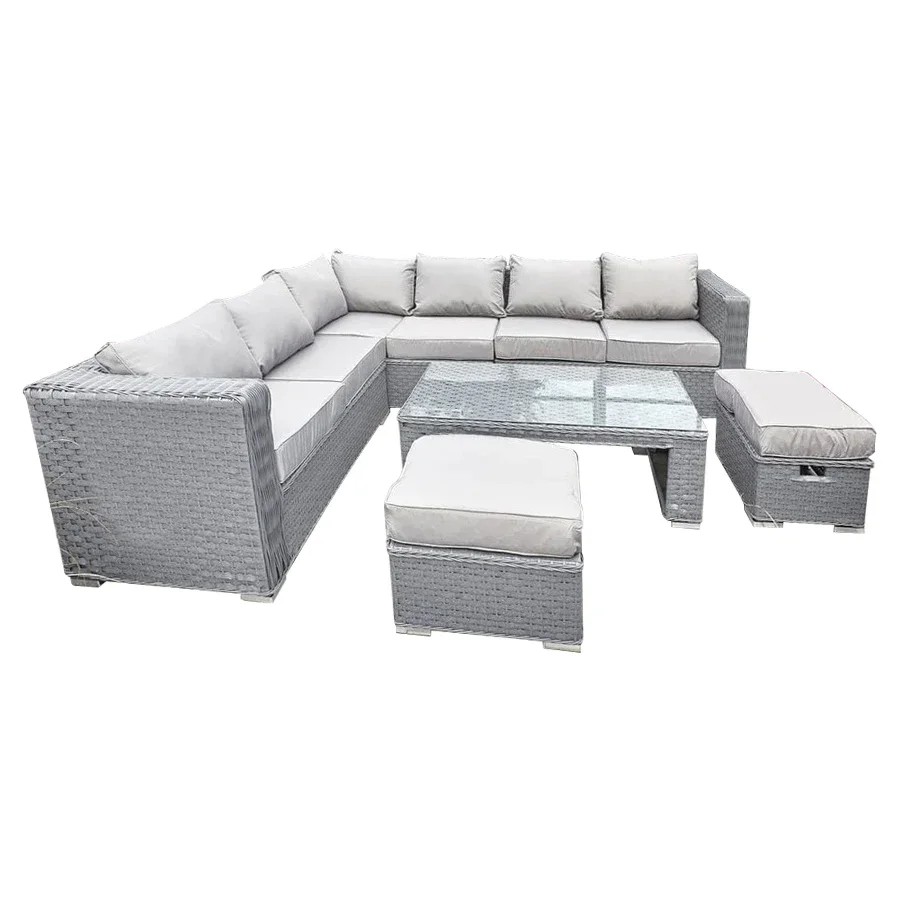 Custom PE Rattan Outdoor Furniture Set Sectional Corner Sofa Garden Furniture Sofa Set