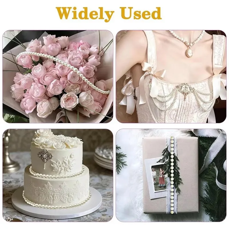 6mm Faux Pearl Garland 82 Feet Pearl String Roll For Christmas Tree Wedding Party Centerpieces Flowers DIY Crafts 2