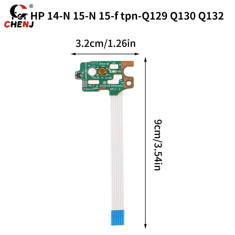 Placa do botão do poder do portátil para o pavilhão de HP, acessórios substituíveis, peças de reparação, 14-N, 15-N, 15-F, Tpn-Q129, Q130, Q132, 1PC