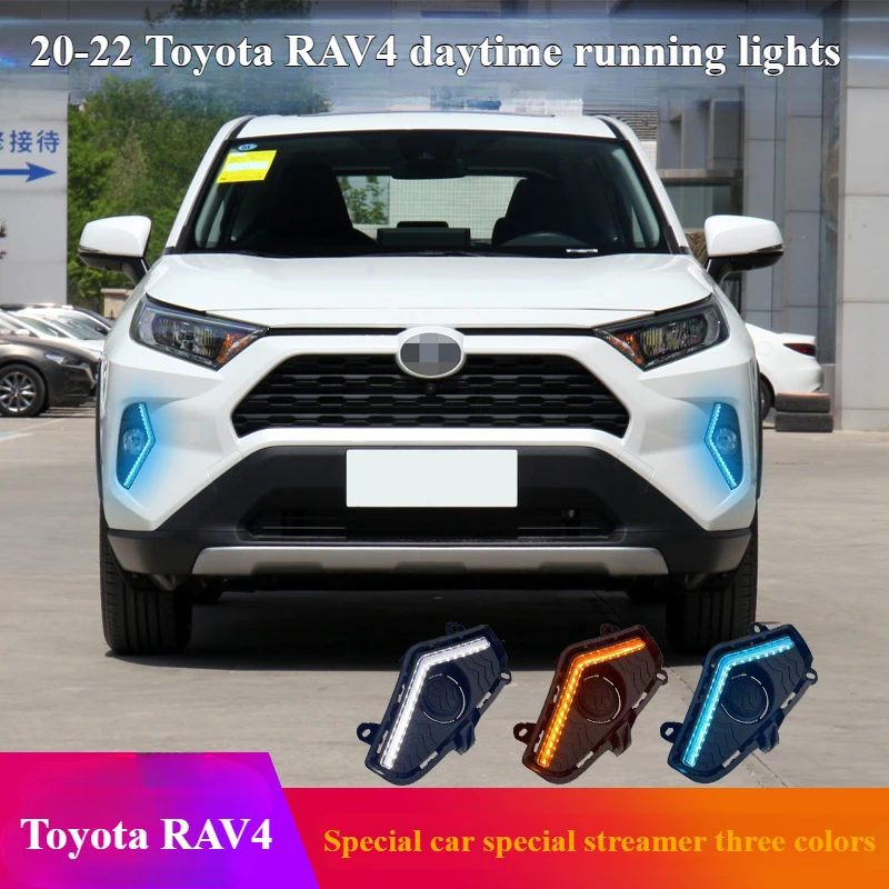 Suitable for 20-22 Toyota Rongfang RAV4 modified front bar fog light upgraded LED daytime running light streamer turn signal