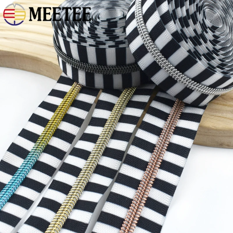 1-4M Meetee 5# Nylon Zipper Coil Garment Backpack Pocket Closure Zippers By Meter Clothes Zips Repair