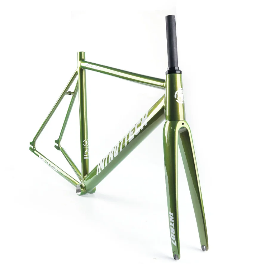 Aluminum Track Bike Frame with Carbon Fork, Fixed Gear Aero Geometry, Lightweight Durable Alloy Smooth Ride Speed Performance