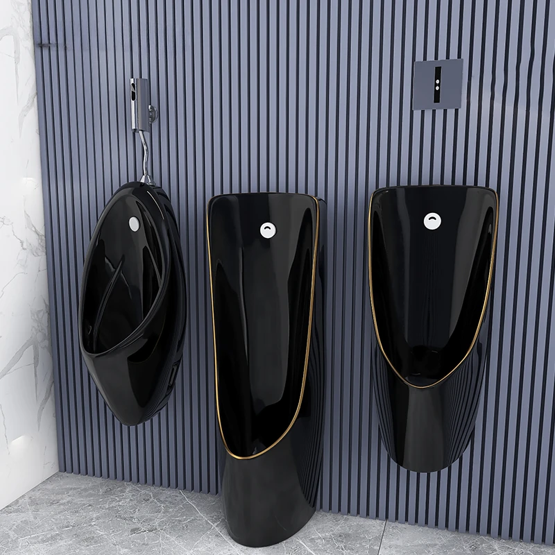 Black induction urinal wall mounted household men's urinal floor standing toilet