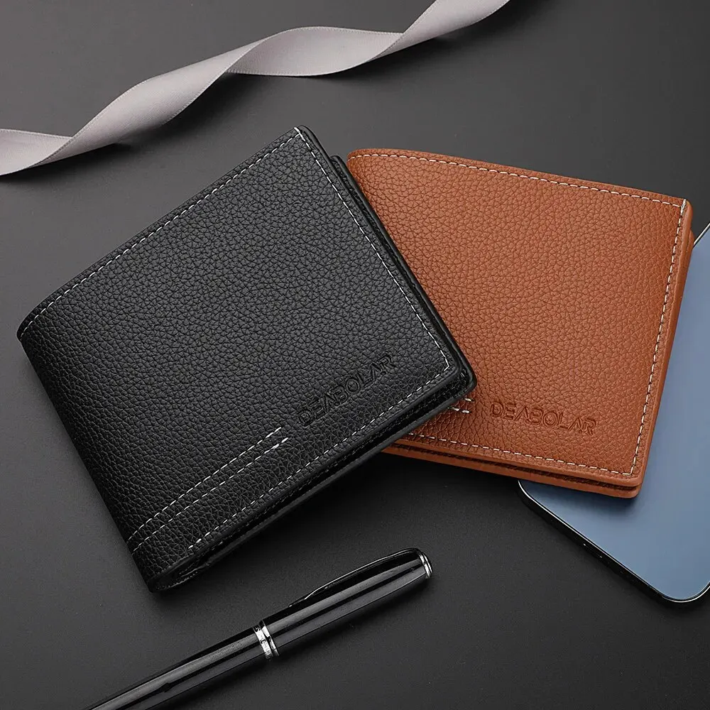 Men New Minimalist Wallet Ultra-thin PU Leather Multi-slot Newly Designed Wallet