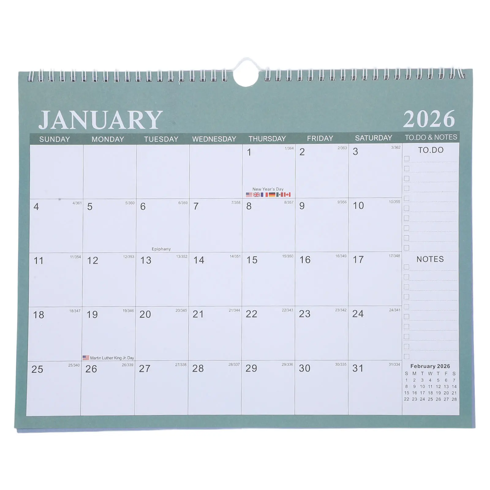 

Large Monthly Wall Calendar 2026.1-2027.6 Hard Paper Hanging Planner for Yearly Planning School Workspace Holiday Tracking