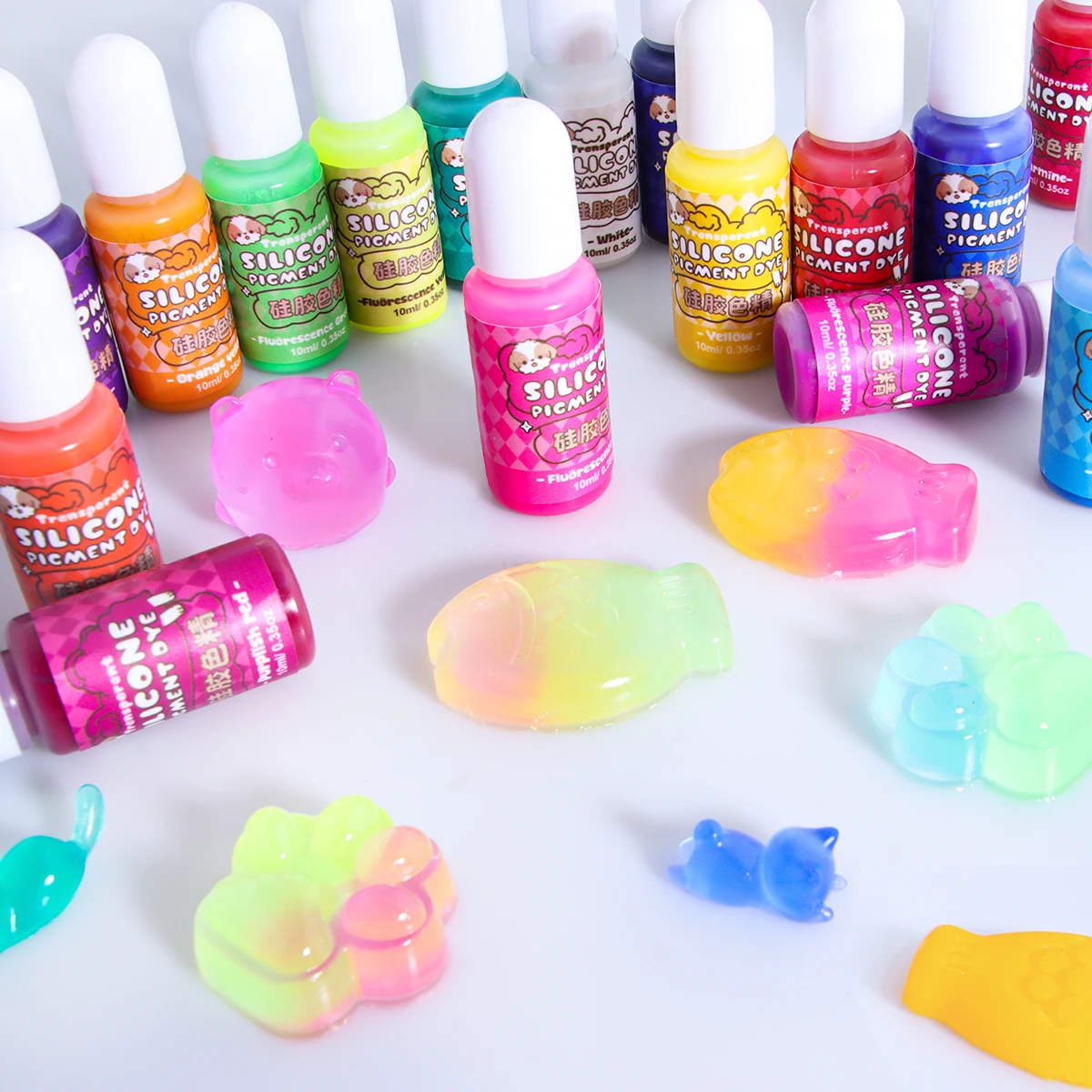 18 Colors Liquid Silicone Pigment Paste, Silicone Dye for Silicone & Resin Mold Making, DIY Crafts, 10ml/0.34oz Per Bottle