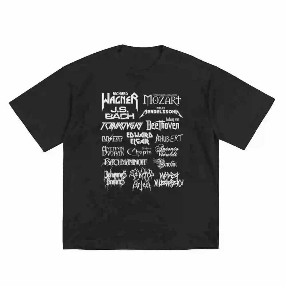 Heavy Metal Classical Music Mozart Beethoven Tchaikovsky Vivaldi Bach Wagner Short Sleeve Tee 100% Cotton T-Shirt