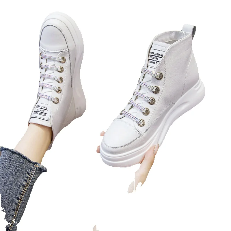 Weiße High-top Skateboardschuhe Damen Sneaker Für Den Winter_voghion.com