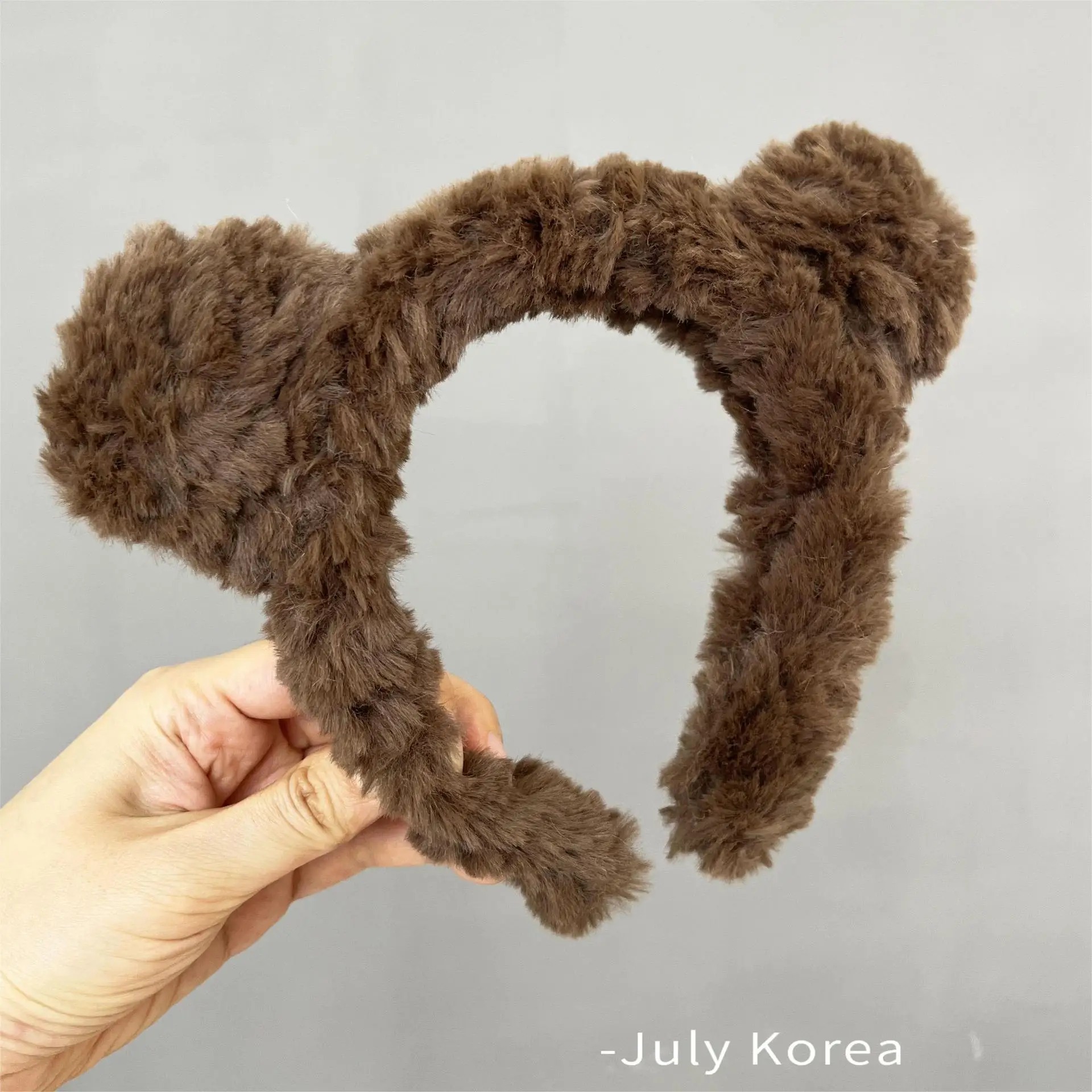 Brown Little Bear Ears Plush Face Wash Hair Band for Women facial mask Cartoon Girl Heart Band Hair Band for Autumn and Winter