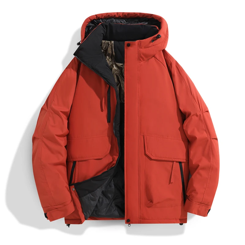 

Men Jacket Autumn Winter Thickened Warm Outdoor Windproof Waterproof Hooded Casual Cotton Jacket for Men and Women Couple Unisex
