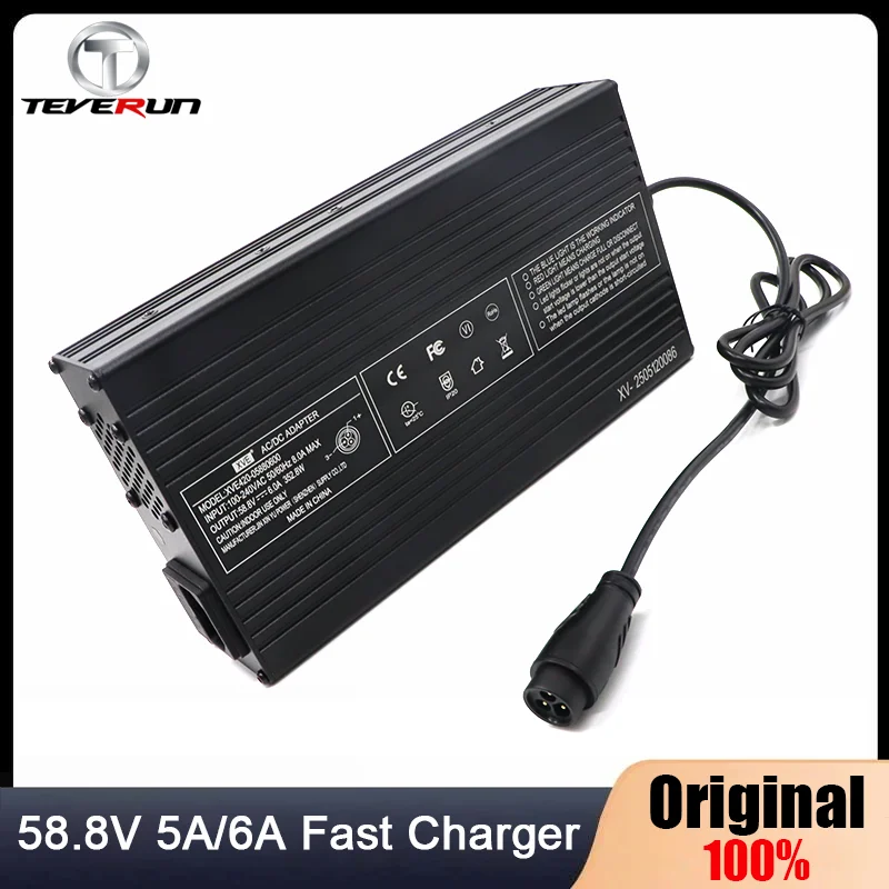Original Teverun 58.8V 5A Fast Charger For 52V Fighter Mini Electric Scooter 3-Pin Verified and Unverified 6A Quick Charger Part