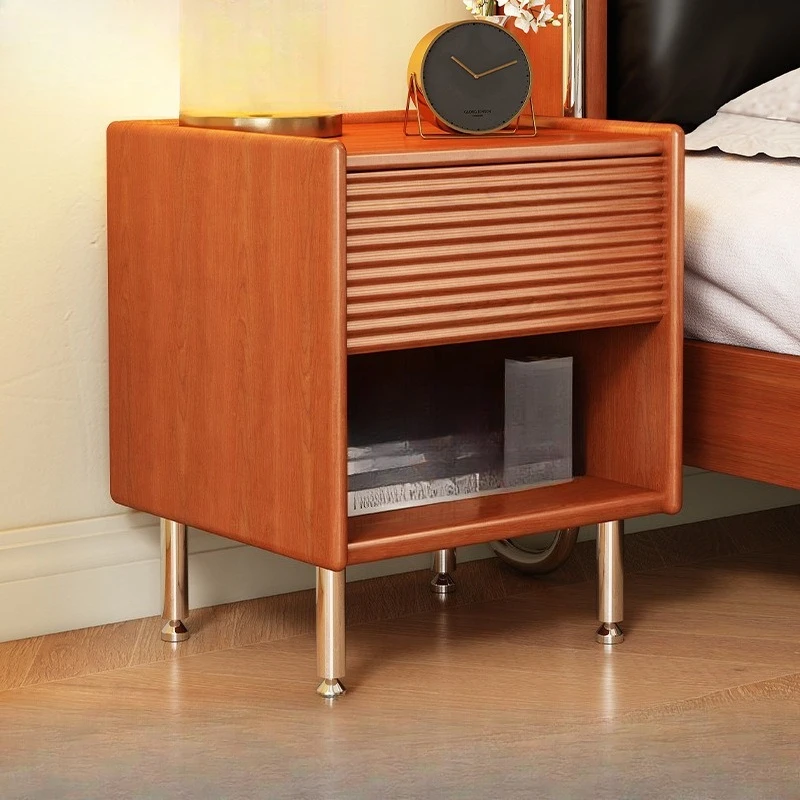 Pure solid wood bedside table Small retro bedside table Medium antique home bedroom Storage storage cabinet