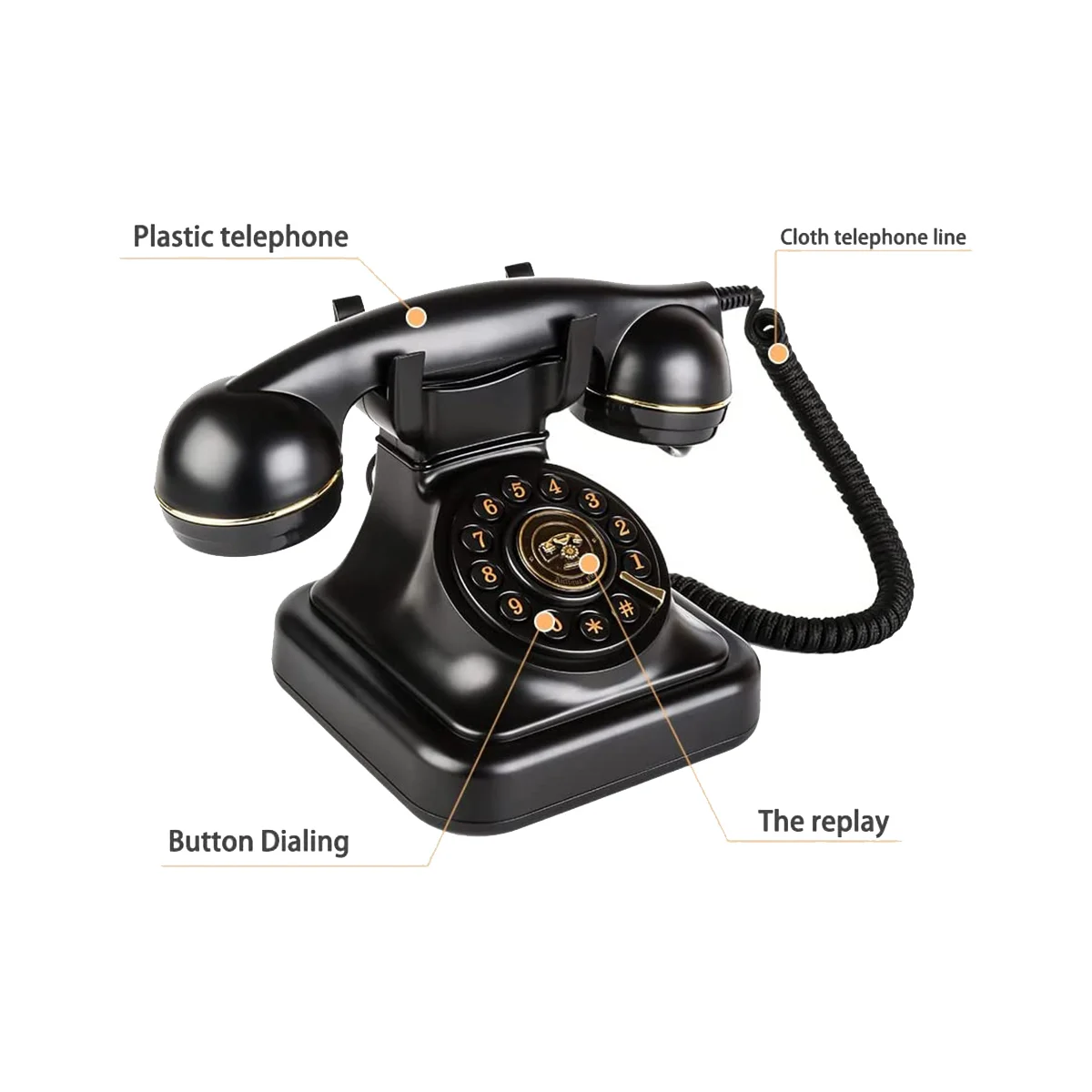 Retro Landline Telephone,Old Fashioned Vintage Landline Phones with Classic Metal Bell Retro Telephone Office