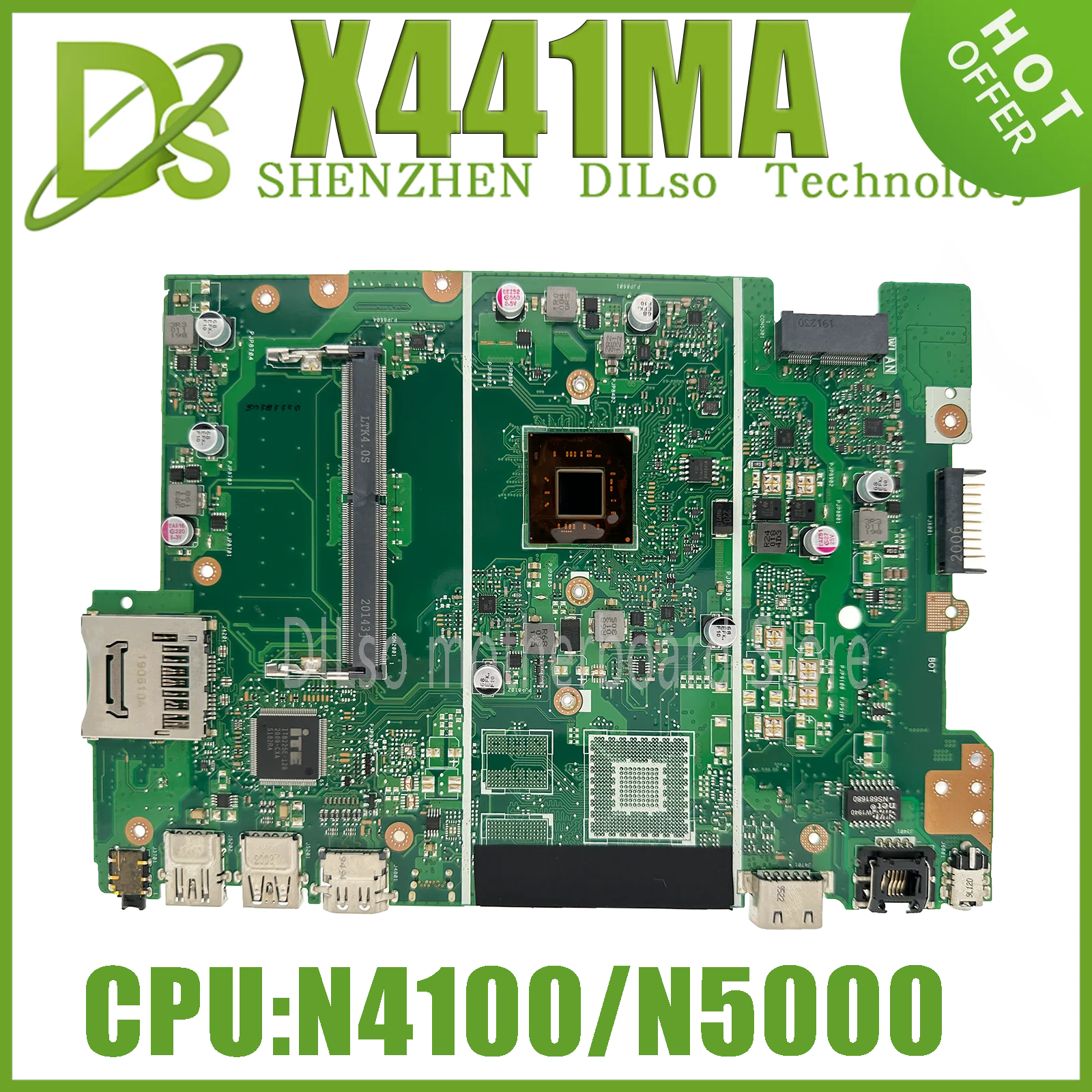 

KEFU X441MB Laptop Motherboard For Asus X441M X441MA A441M Notebook Mainboard With Intel Celeron 4 Core N4100 N5000 CPU UMA V2G