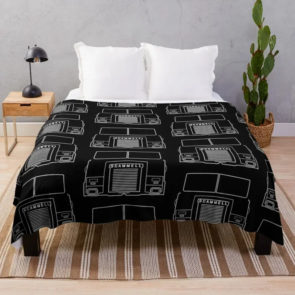 Scammell Crusader classic truck outline graphic (white) Throw Blanket Color Fast Cozy Throw Blanket