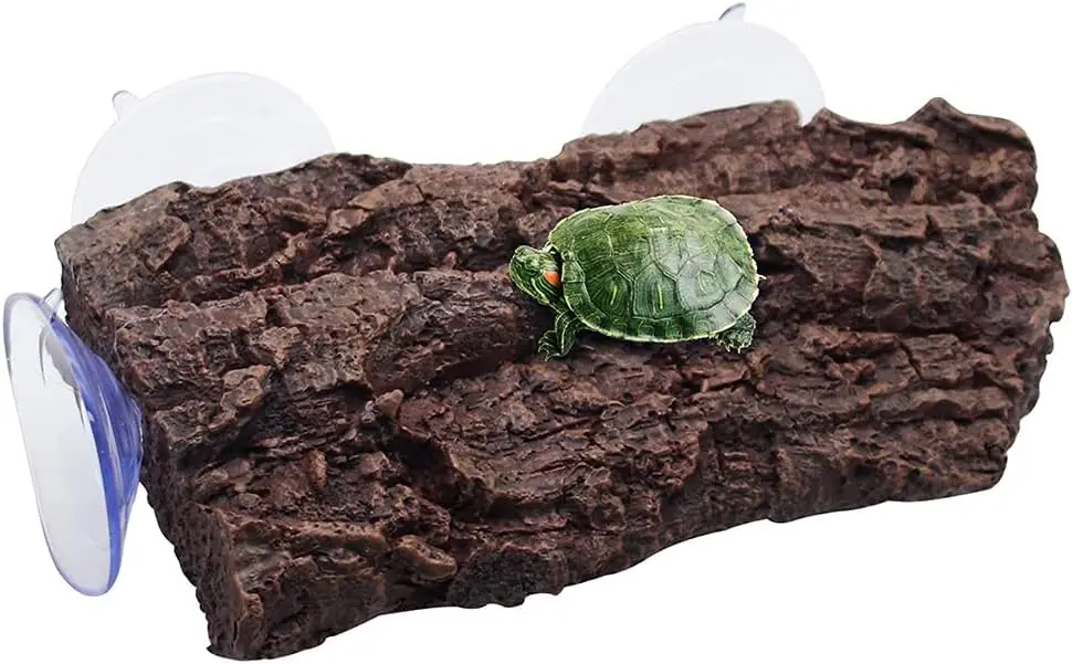 Plataforma flotante para tomar el sol de tortuga, decoraciones para acuario, decoración de corteza Artificial con ventosas para plataforma de escalada de tortuga