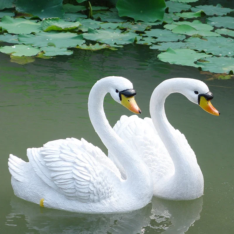 [YL]-Floating Water White and Black Swan Statue, Creative Swimming Pool, Outdoor Garden, Pond Decorative Sculpture, Home Decor O