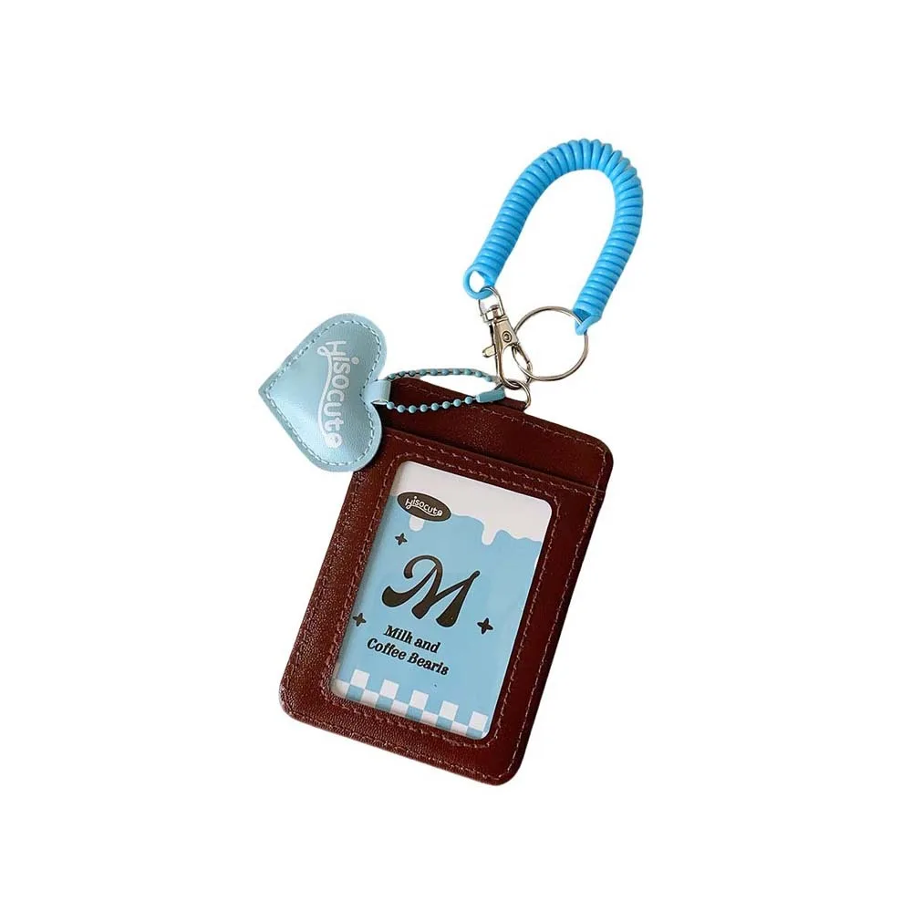 

With Keychain Korean Style Card Holder Bungee Cord Love Heart Pendant Student Card Cover Candy Color Card Case ID Card Holders