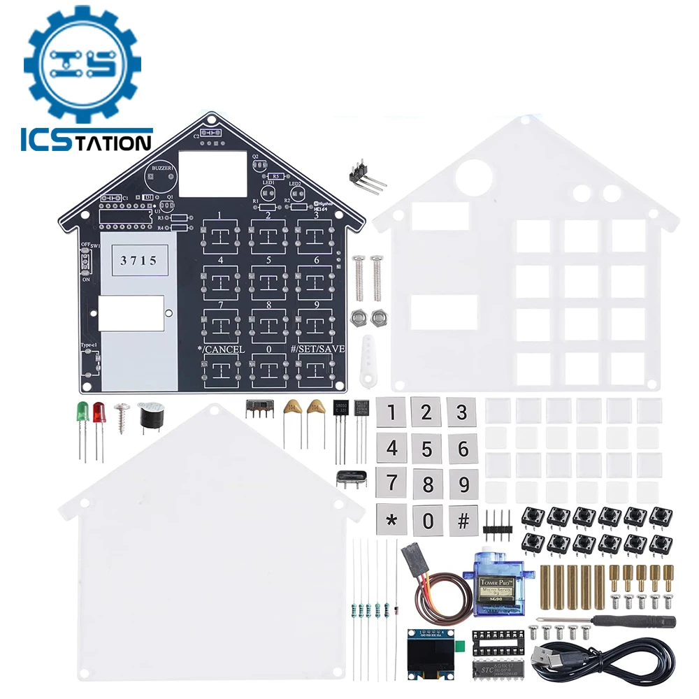 DIY Simulated Access Control Password Lock Soldering Project 0.96 inch OLED Display Digital Door Lock Electronic Learning Kit