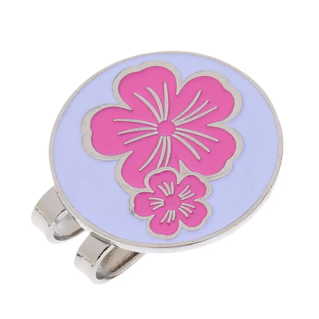 Golf Ball Marker Magnetic Detachable Hat Clip Pink Purple Flower Women Sport Golf Accessory for Cap view 4