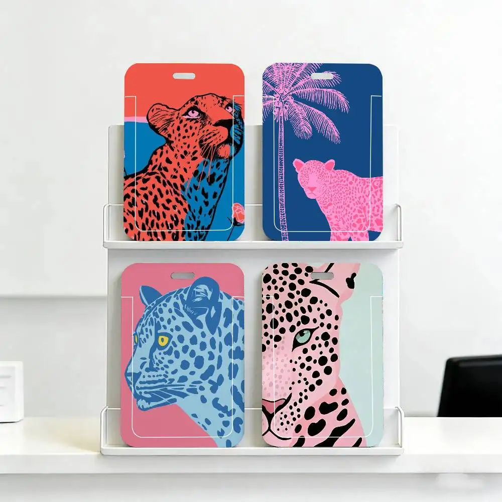 Colorful Spotted Leopard Black Lanyard Card Holders Student Meal Cards And Campus Ids School
