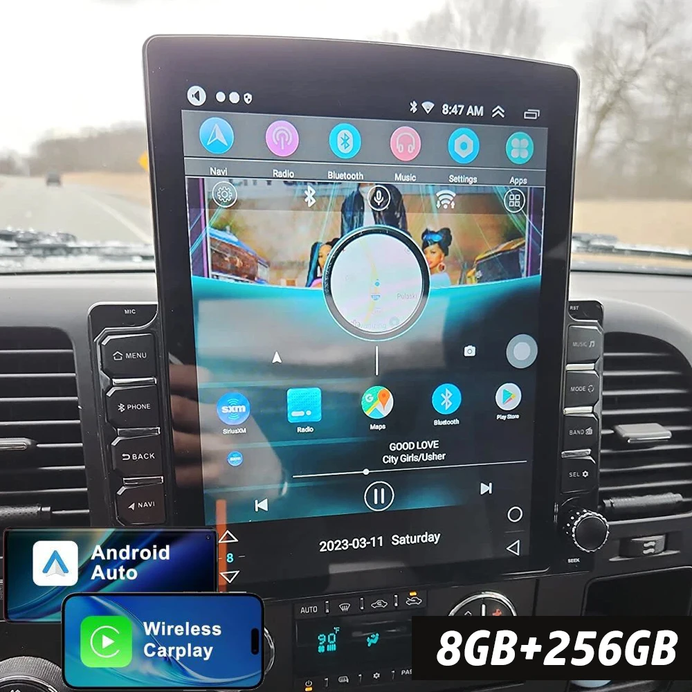 Android 15 carplay rádio do carro automático 9.7 "multimídia para 9" quadro para tela vertical estilo tesla para kia nissan toyota lada vw