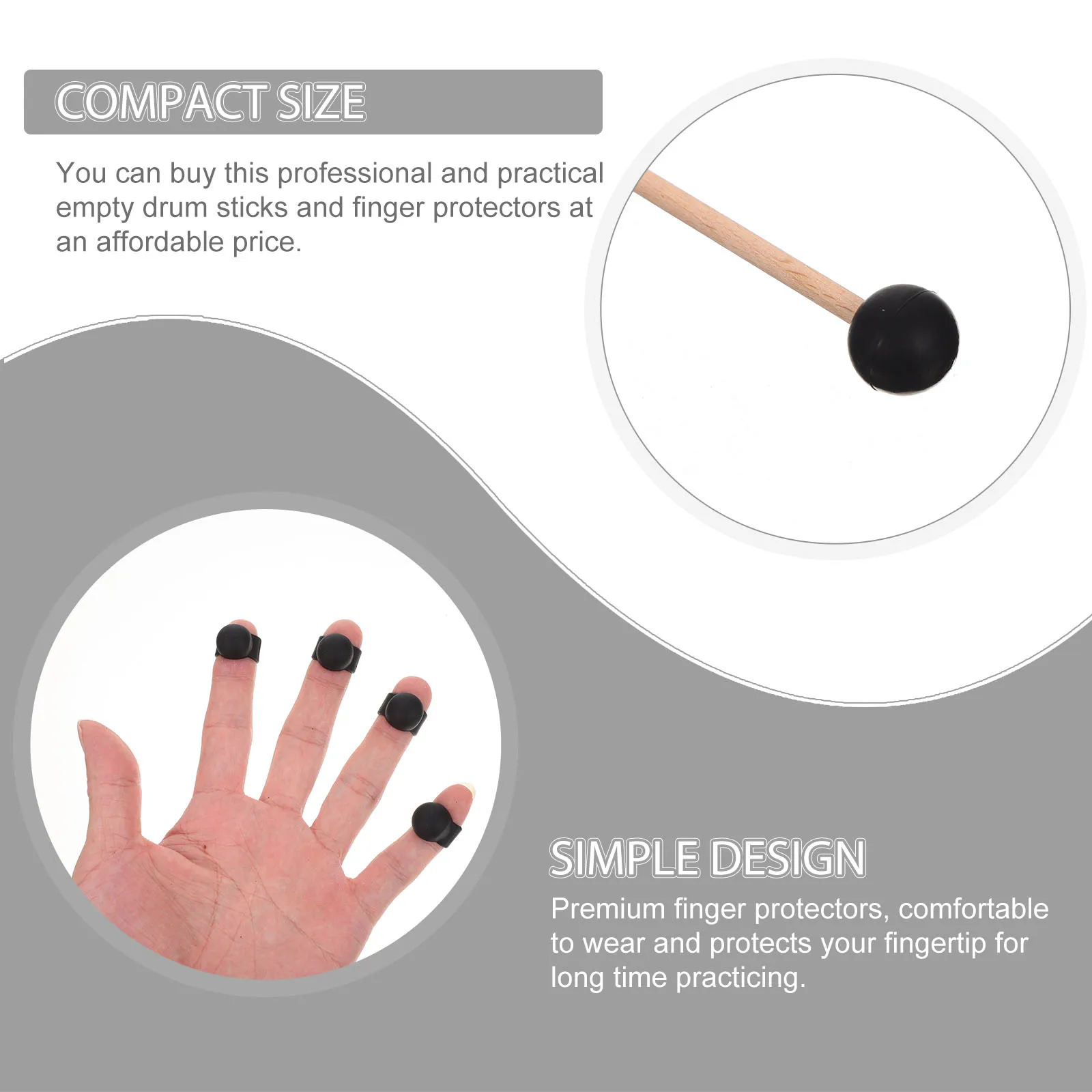 

1 set Finger Protectors Drumsticks 21cm Covers Set for Ethereal Drum Practice Accessories Percussion Instrument Fittings