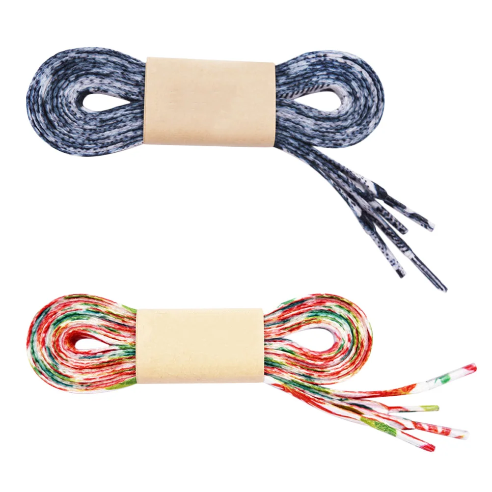 

2Pairs Shoe Laces Casual Sneaker Polyester Printed Shoelaces Durable High Visibility Shoestrings for Daily
