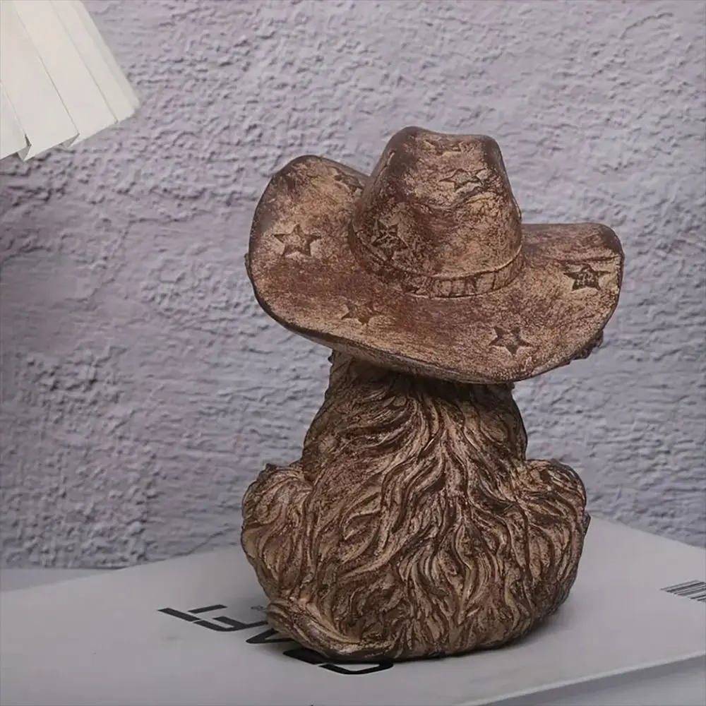 مع قبعة رعاة البقر المرتفعات البقرة تمثال ريفي واقعية المرتفعات الثور تمثال الراتنج الحرف الحيوان النحت لحديقة المزرعة #3