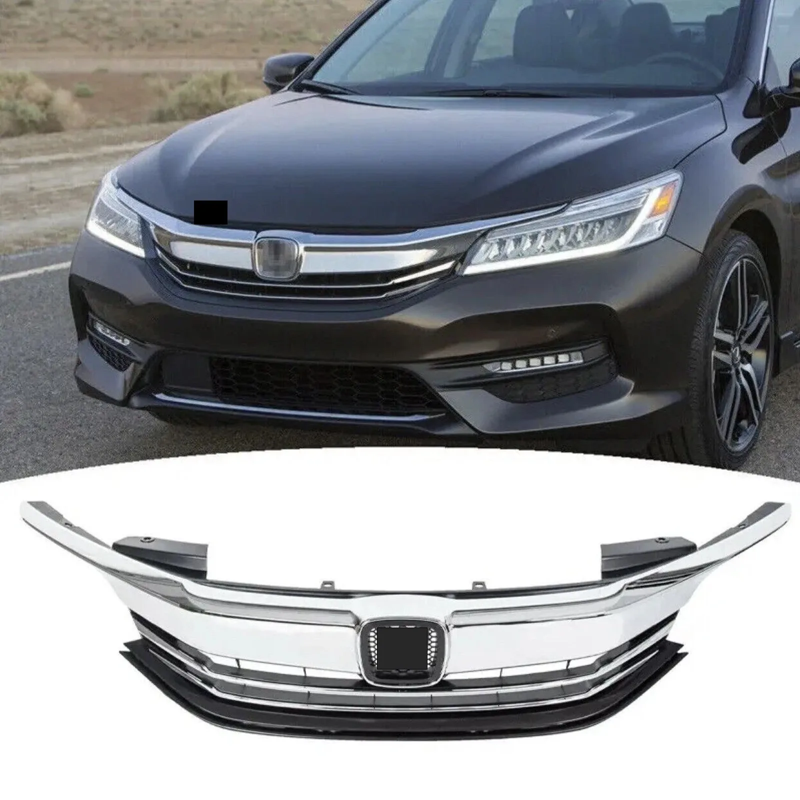 

Fit 2016 2017 Honda Accord Sedan 4-Door Front Upper Chrome Grille 71121T2FA51
