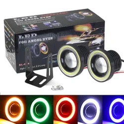 Blue Red Yellow Angel Eyes Fog Light LED DRL Daytime Running Lamp COB 12V HeadLamp Turn Signal Trunk Led Projector 3.5 inch Bulb