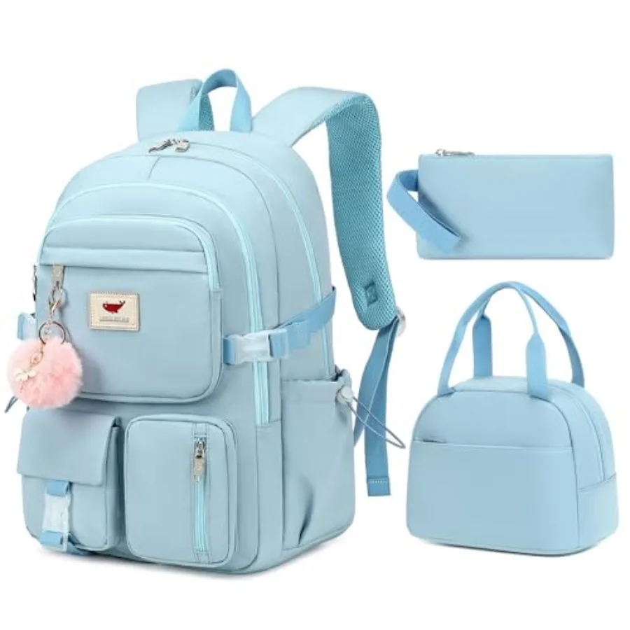 

Laptop Backpack 15.6 Inch Elementary Middle High School Bag College Backpacks with Lunch Box Pencil Pouch 3 PCS Set Travel Book